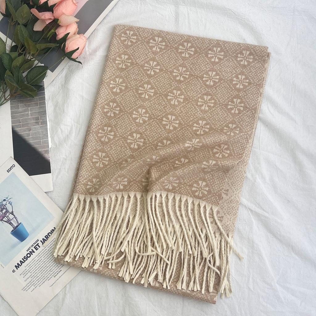 Winter Scarf for Women High End Fashion Houndstooth Shawl  Long Tassel Imitation Cashmere Men's Warm Scarf