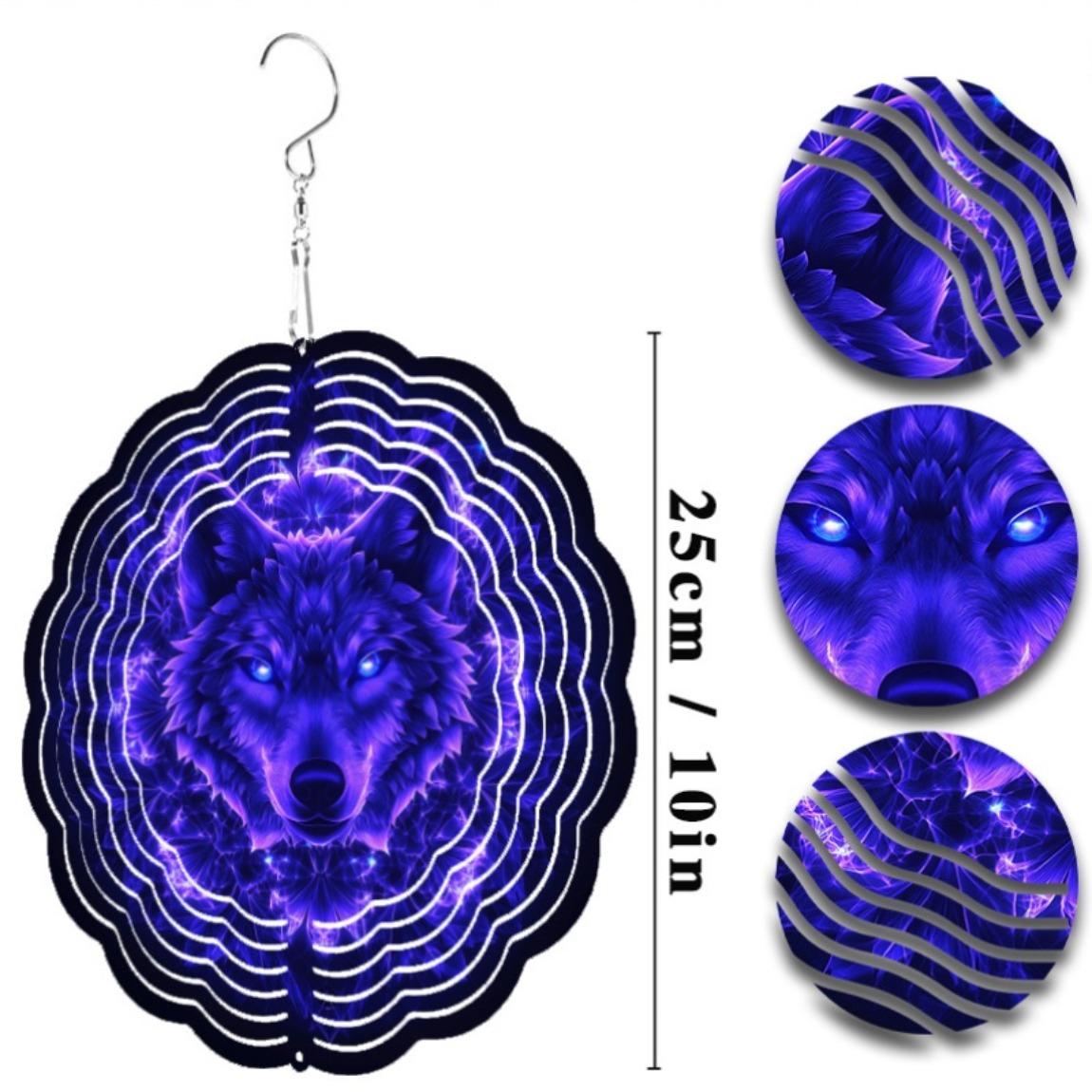 

Металлический колокольчик ветра в стиле бохо с вращающимся дизайном волка, декор для сада на открытом воздухе, подвесное украшение, не требует батареек, подарок для семьи и друзей 01A