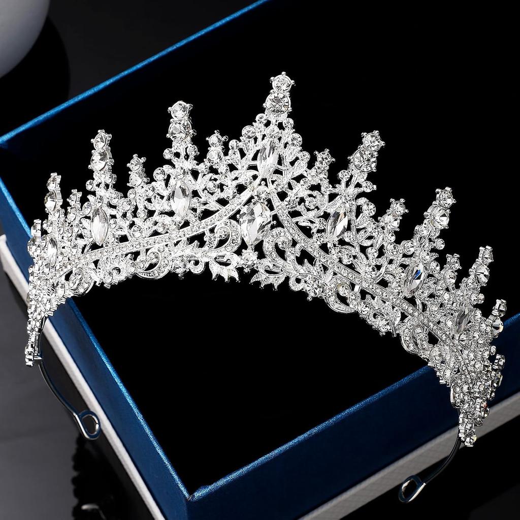 Tiara for Women, Crystal Queen Crowns, Rhinestone Princess Tiaras, Royal Hair Accessories Perfect for Birthday Decorations, Wedding Brides, and