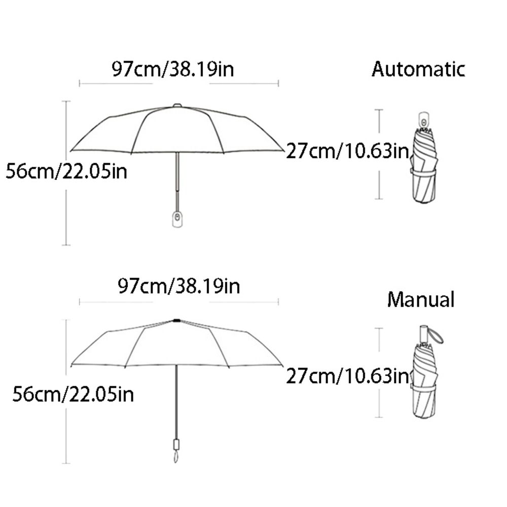 Rose Pattern Automatic Umbrella Three Folding Portable Folding Umbrella Lightweight Reinforced Frame Sun Protection Umbrella