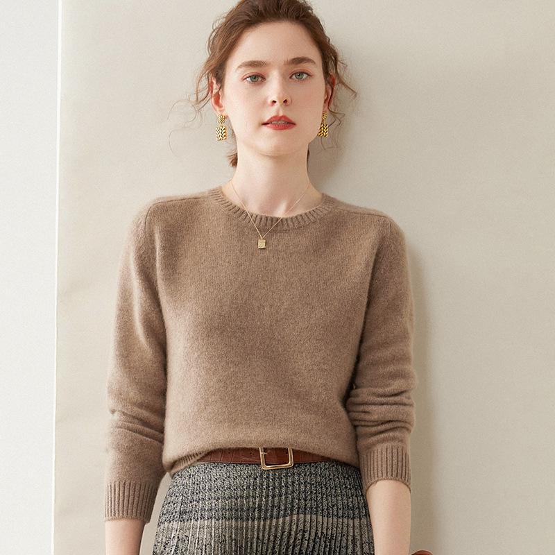 Women's Cashmere Knit Sweater: Cozy Loose-Fit Round Neck for Autumn/Winter