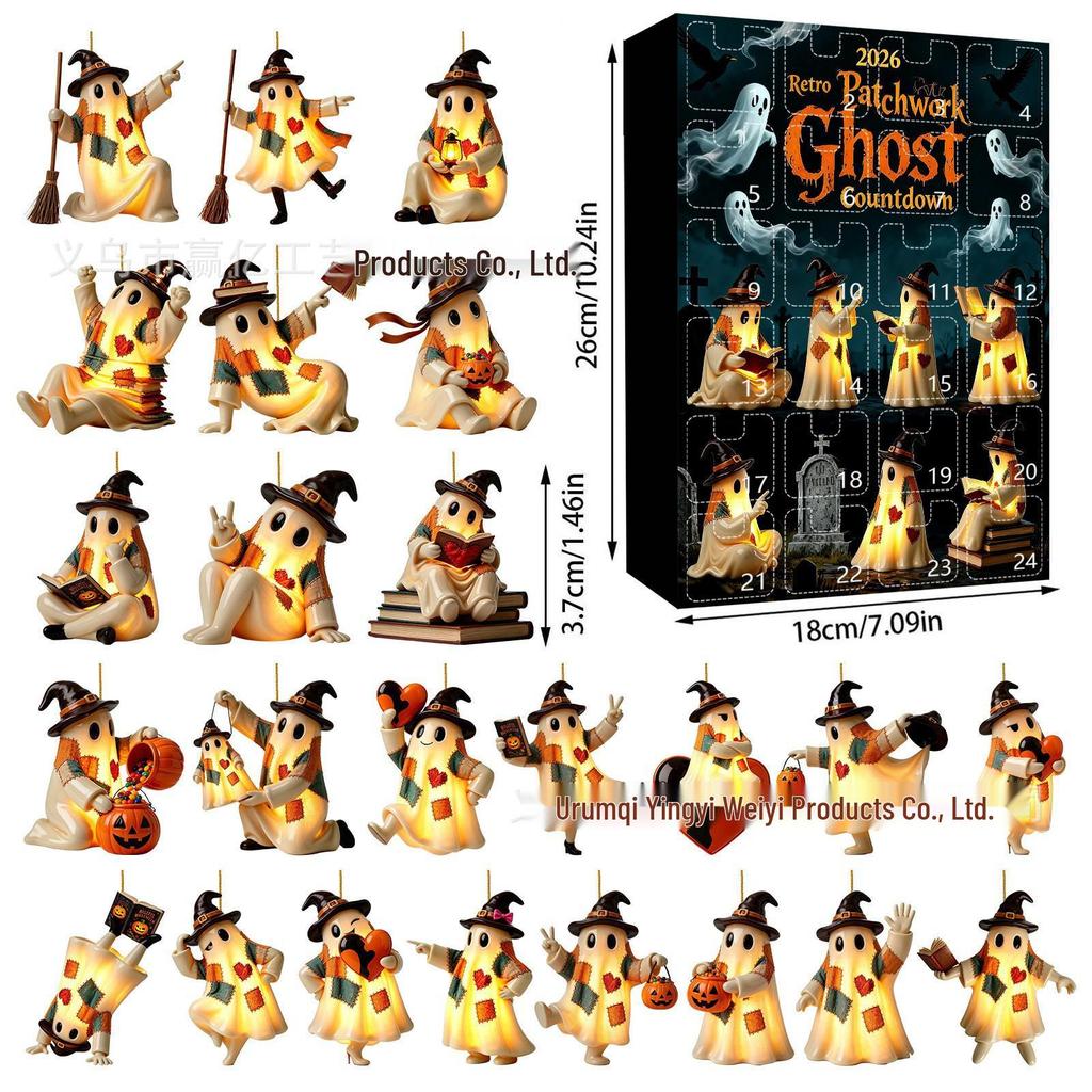 2026 Halloween Witch, Ghost & Goblin Countdown Calendar with Acrylic Pendant Blind Box