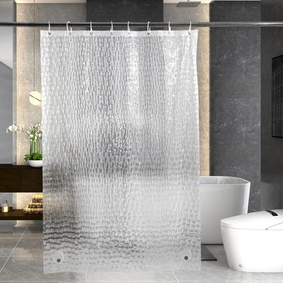Shower Width Length Bath 3D Water Cube 3D Privacy Bathroom EVA Mildew Ring Shower Easy To Room Bath 120x160cm Curtain, Semi-Transparent, 120cm,