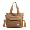 Canvas Tote Bag, 2-Way, Large Capacity, A4 Capacity, Shoulder Bag, Crossbody Bag, for Men and Women, Perfect for Commuting To Work or School (Beige)