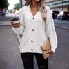 Europe beautiful women knitted cardigan autumn new loose V-neck sexy sweater lantern sleeve jacket