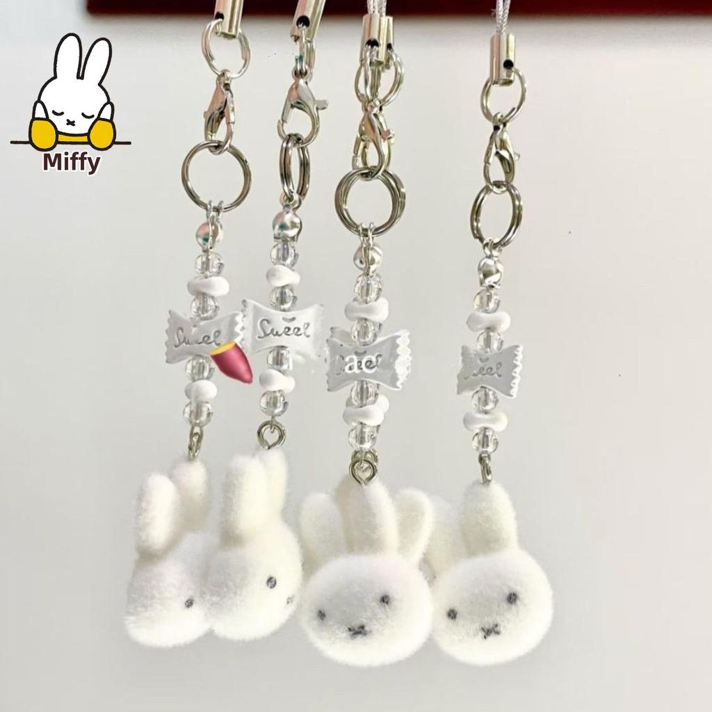 Kawaii Miffy Keychain Cute Cartoon CCD Hanging String DIY Hand-made for Girls with An Ins-style Mobile Phone Chain.