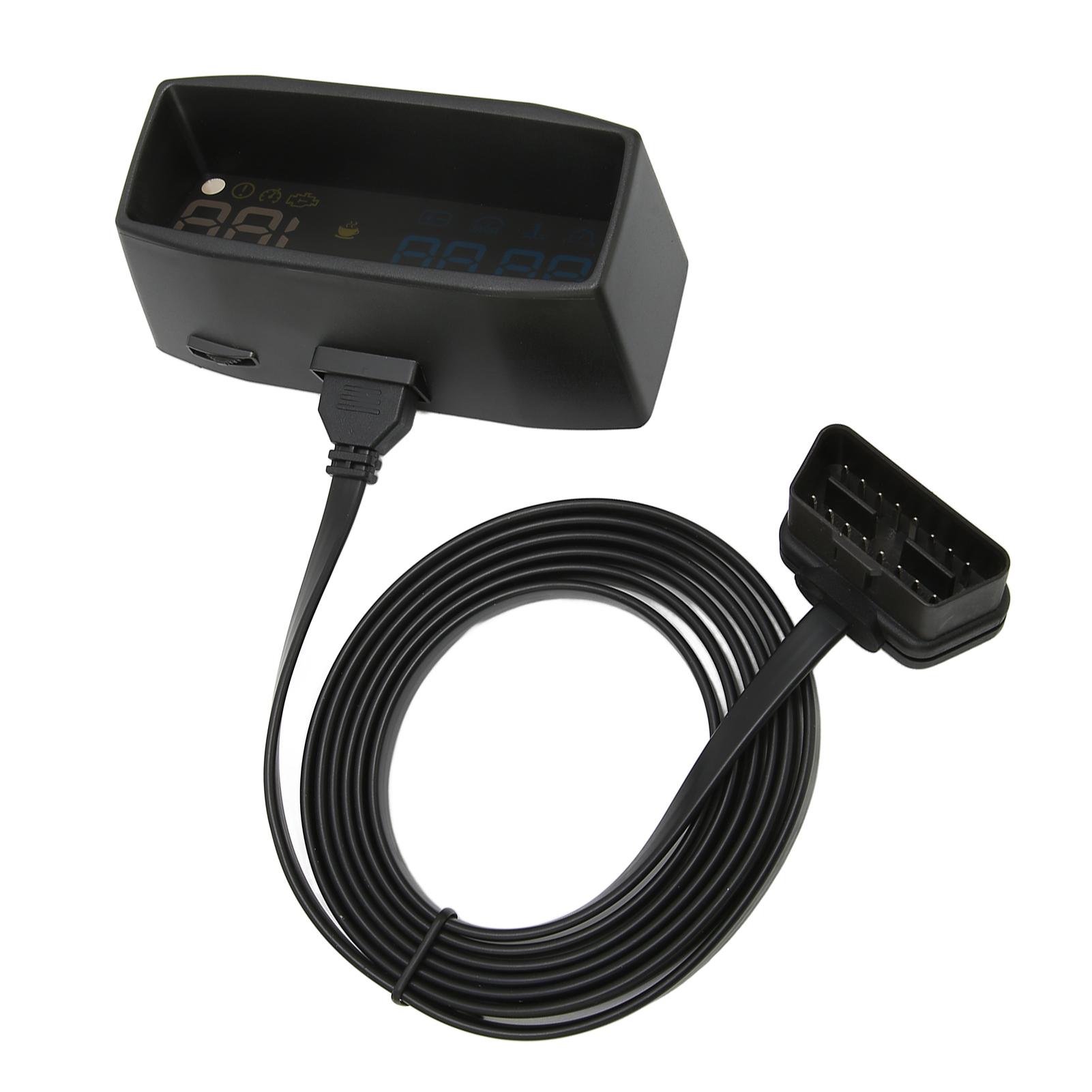 

3,7-дюймовый автомобильный HUD-дисплей с сигнализацией превышения скорости, многофункциональный экран для лобового стекла, спидометр для автомобиля OBD II