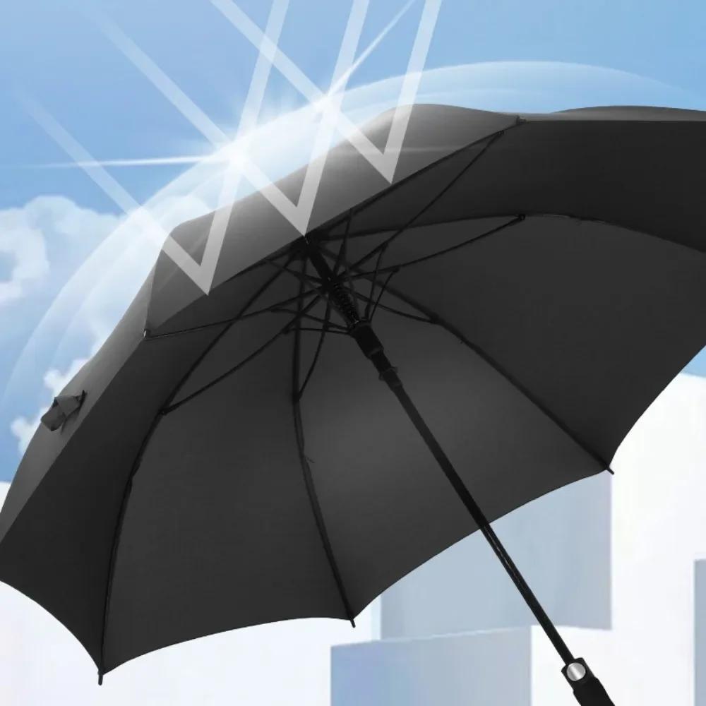 Long Automatic Umbrella Outdoors Uv Protection Business Black Gum Strong Windproof Portable with Cover Straight Handle Umbrella