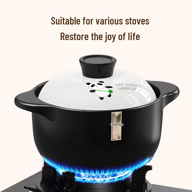 Zhì Shì 6L Panda Ceramic Clay Pot for Gas Stoves