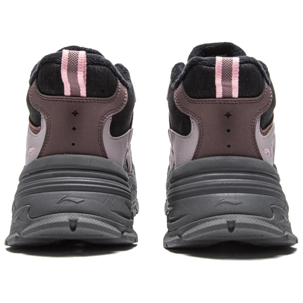 Li Ning Starry WNTR Fleece Vielseitige Bequeme Verschleißfeste Leichte Mid-Top Lifestyle Freizeitschuhe Damen Freizeitschuhe Schwarz Lila AGCV392-3