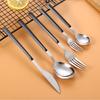 30pcs Dinnerware Set Imitation Wooden Handle Gold Cutlery Set Marble Stainless Steel Knife Fork Spoon Tableware Cutleries Sets