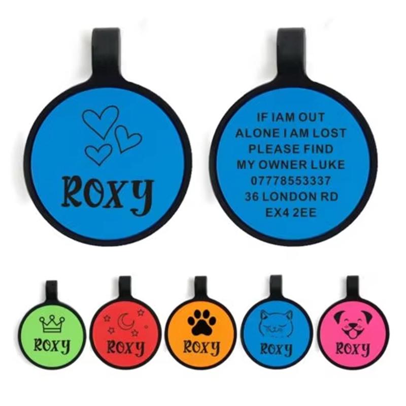 Custom Silicone Pet Tag Personalised Dog Cat ID Name Tag Lightweight Comfortable Anti Scratch Pet Collar Tag Waterproof