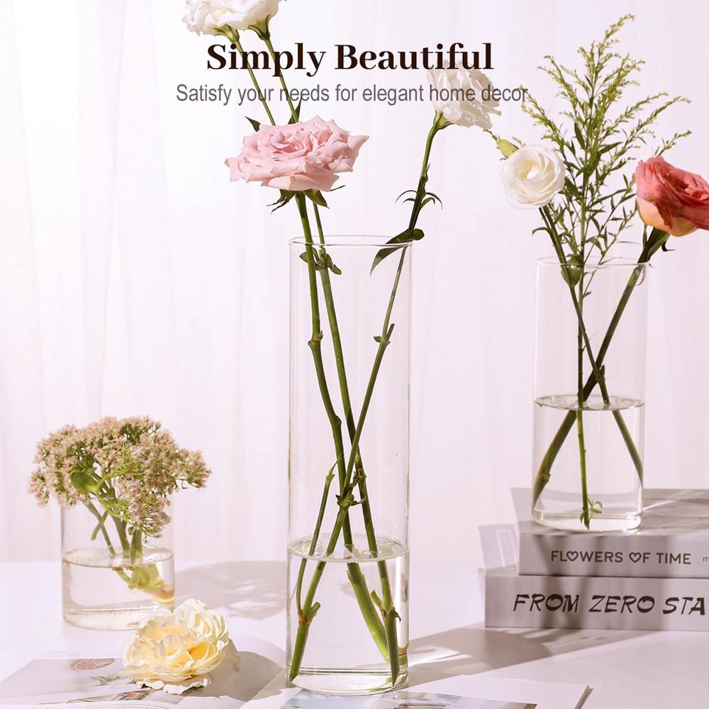 Glass Cylinder Vases for Centerpieces Tall Flower Vase for Wedding Decorations, Clear Floating Candle Vases in Bulk, Home Decor