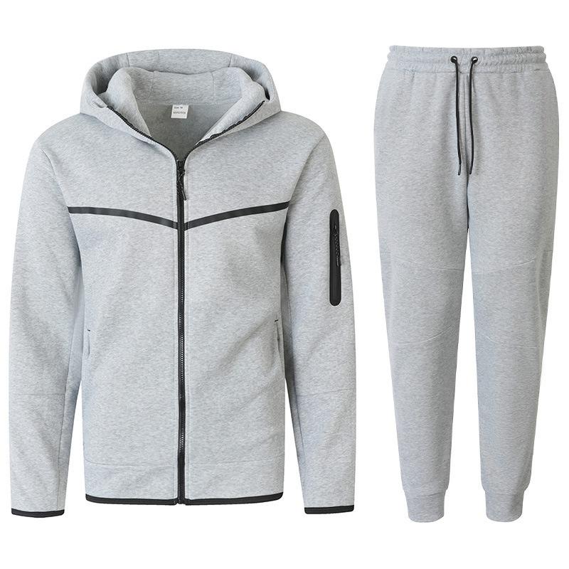 

New Hooded Sweatshirt Daily Sports Casual Sports Casual Jacket Trousers Suit Men s Clothing S серый
