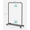 SONGMICS Clothes Rack on Wheels, Single-Rail Metal Garment Rack, with Storage Shelf, Top Rail Holds up to 40 kg, Black