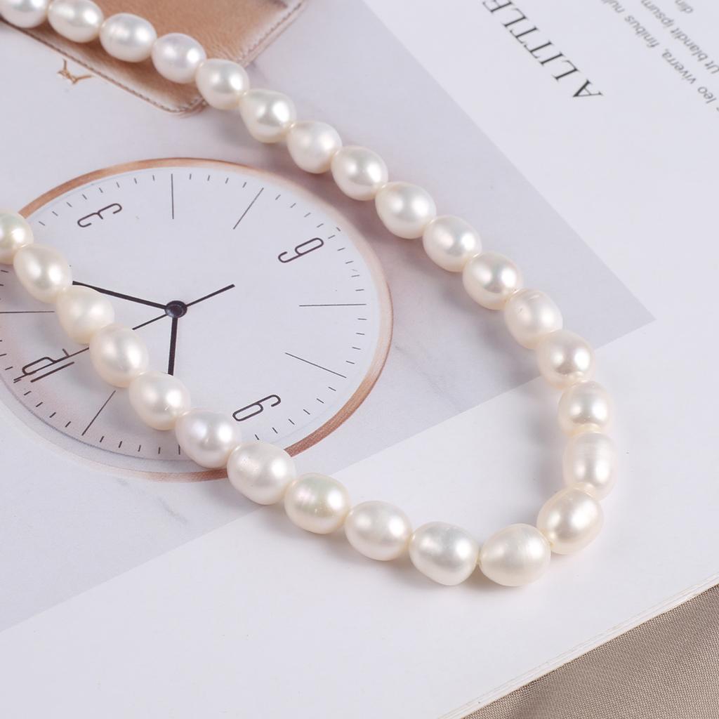 1String, White Natural Freshwater Pearl, Handmade Rice Pearl Beads, 8-9mm, for DIY Necklaces Bracelets Supplies, Women Crafts 36cm