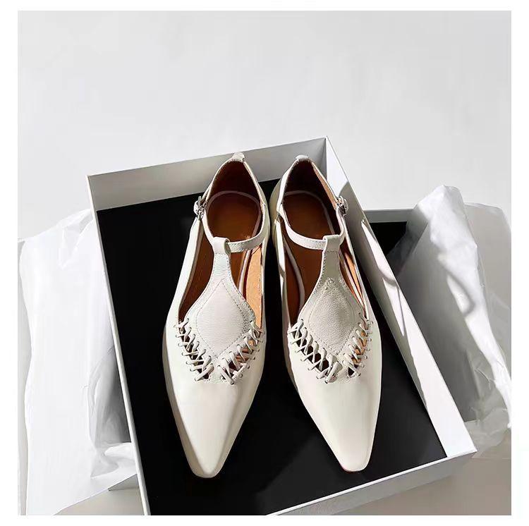 Fashion Fashion Flat Shoes Women's Spring Autumn New Pointed Toe Woven Silver Comfortable Women's Shoes Leather Flats Ladies Work Shoes