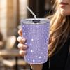 Bling Glitter Coffee Mug 500ml Stainless Steel Water Bottle Durable Rhinestone Water Cup  Girl