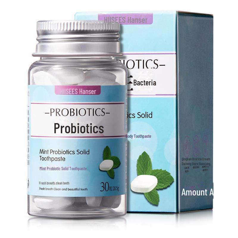 Hanser Peach Probiotic Solid Toothpaste Tablets – Cleans Mouth & Freshens Breath.