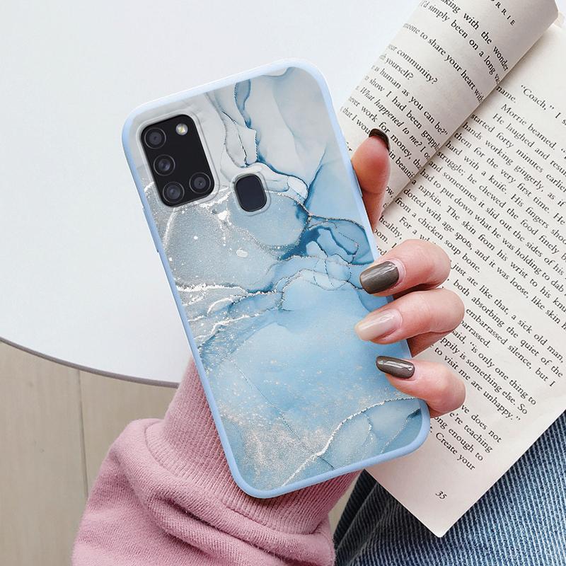 Case For Samsung Galaxy A21S Back Cover Protective Silicone Fundas Fashion Marble Stone Texture Coque For Samsung A21S Capa
