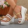 Fashion Women's Wedges Sandals Sexy Open Toe Women Shoes Luxury Platform Slippers Shiny High Heels Women Beach Shoes Sandalias De Mujer