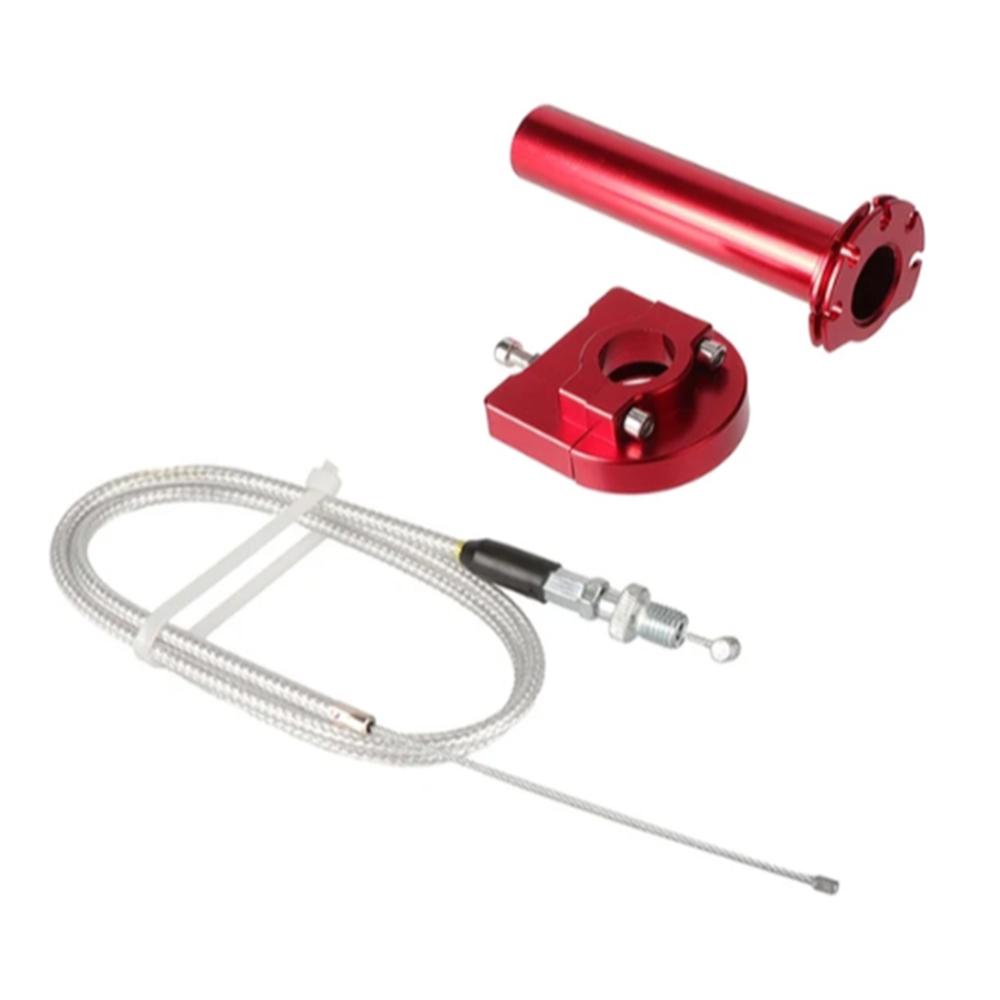 Universal 22mm 7/8 Motorcycle Throttle Twist Grip CNC Aluminum Gas Handle Grip Throttle Knob With Cable For Motorbike красный