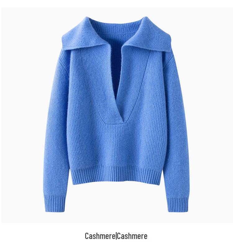 Women's Cashmere Polo Neck Sweater - Loose Fit, Versatile Autumn/Winter Knit Base Layer