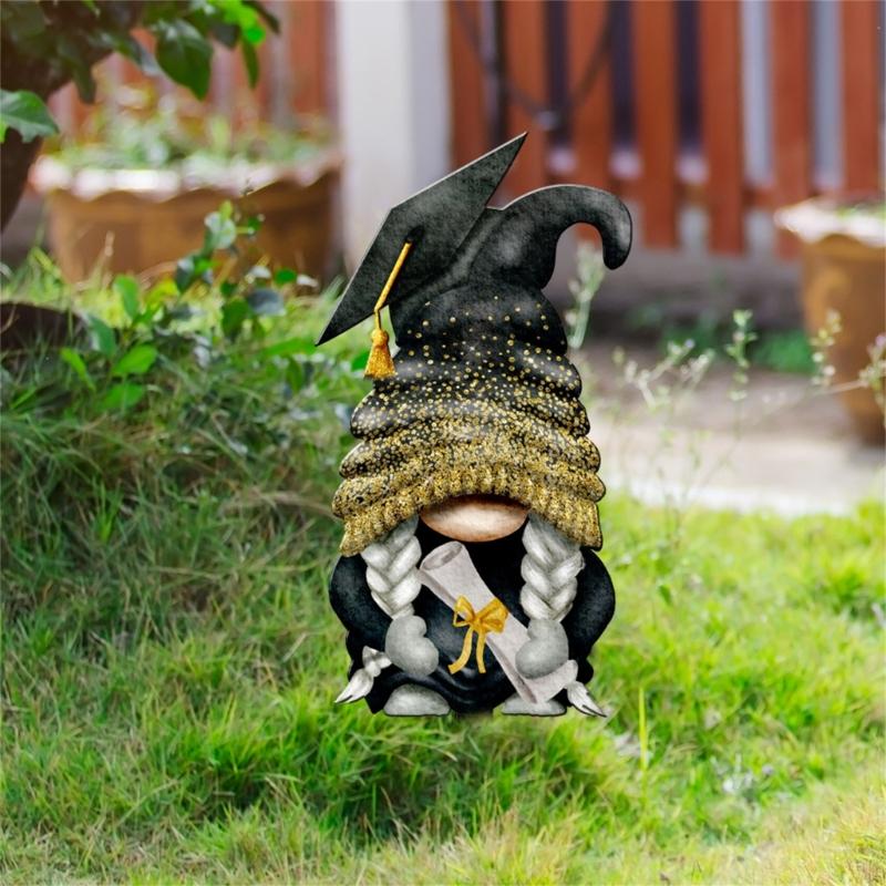 Gnome Garden Stake Graduation Yard Signs Waterproof Congrats Sign with Stakes