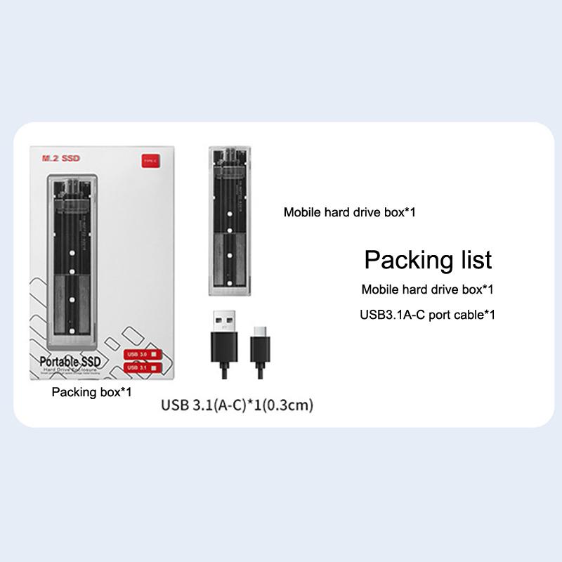 M.2 NVMe PCIe NGFF SATA Protokol Kılıfı Şeffaf USB Tip C 10Gbps PCI-E Şeffaf Harici Sabit Disk Kutusu Kılıfı Dizüstü Bilgisayar Telefon İçin