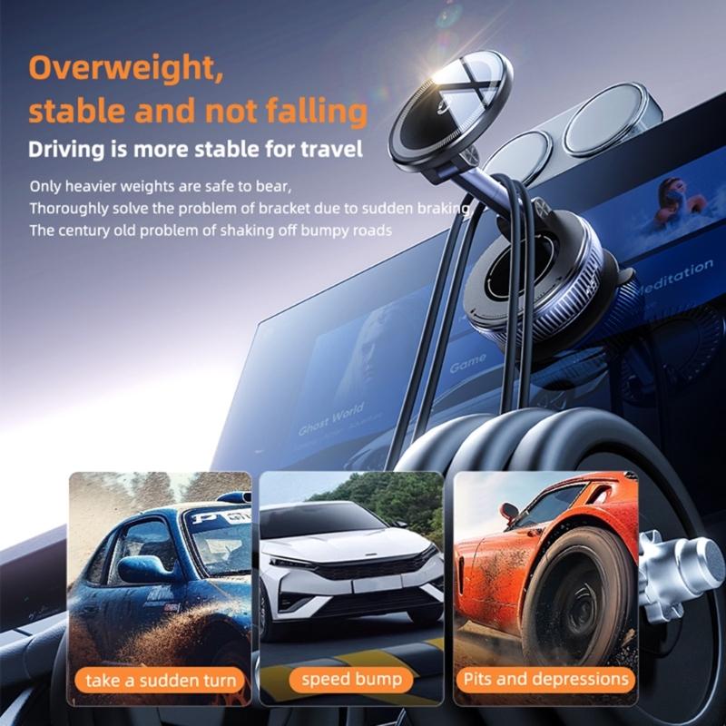 Rotating Magnetic Car Phone Holder Suction Cup Mount Stand for Phone 16 15 Mount Holder for Windshield and Dashboard