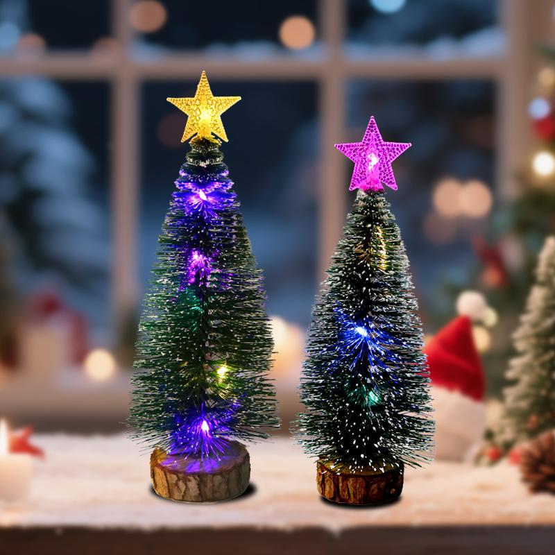 Mini Künstlicher Weihnachtsbaum Grün Zeder LED-Lichter Kiefernnadelbaum Weihnachtsdekorationen Tischschmuck Geschenke Weihnachtsbaum