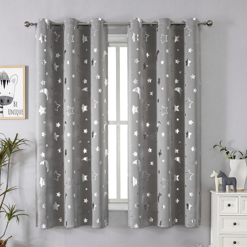1pc Star and Moon Blackout Curtains, Modern Light-Filtering Drapes with Gilding Technology, Thermal Insulating, Protective, Darkening for Living Room