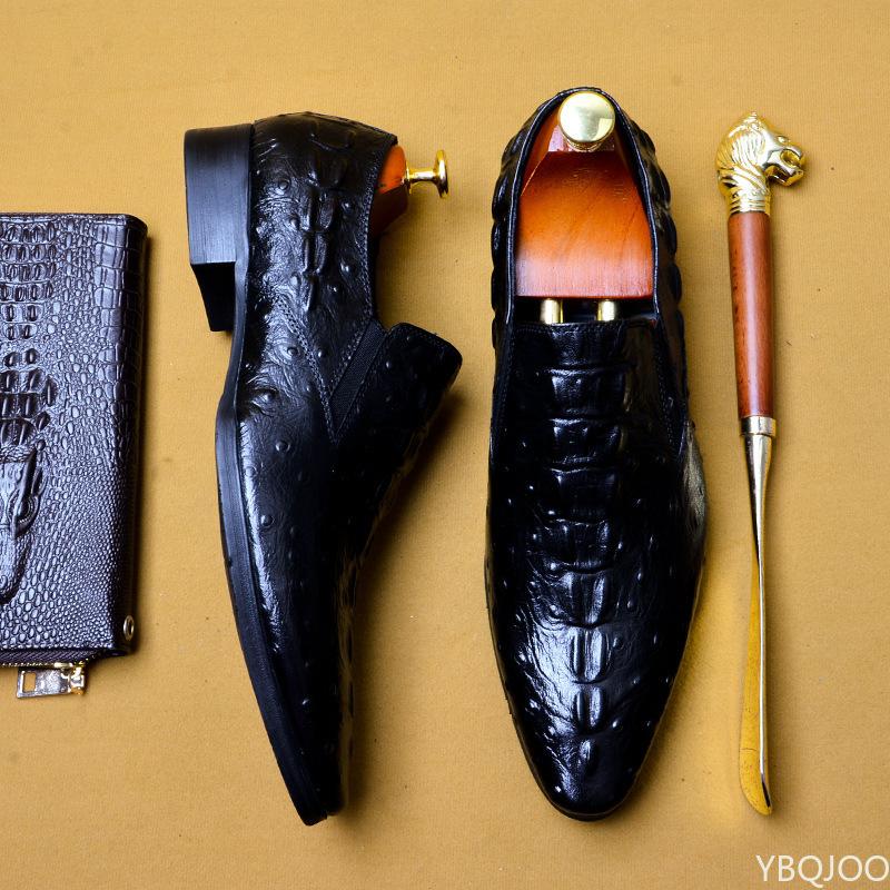 Genuine Leather Black Mens Shoes Oxford Office Shoes For Men Luxury Dress Shoes Slipon Wedding Shoes For Men