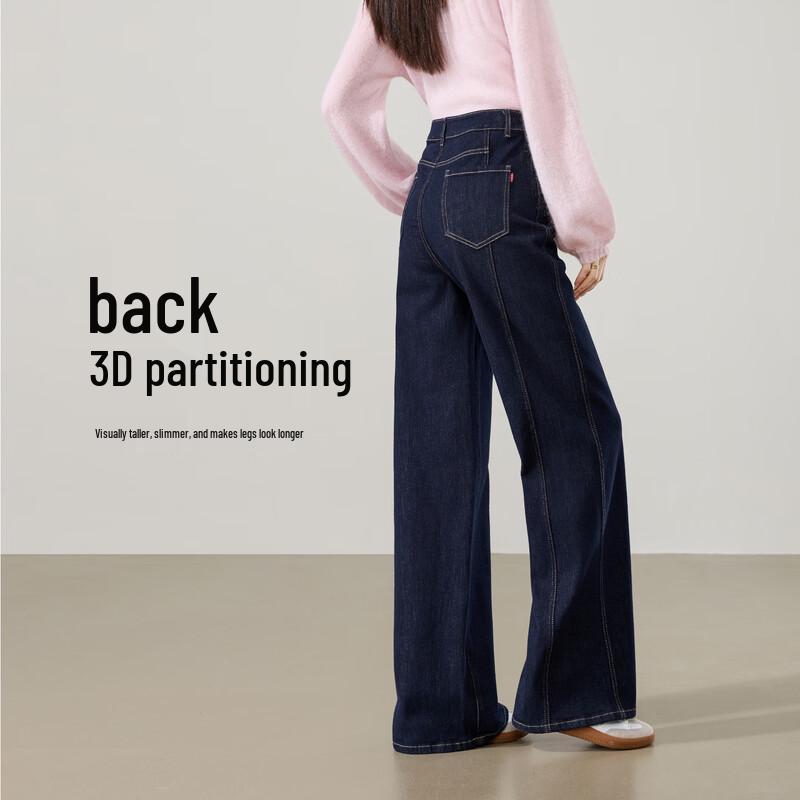 ESE-Y Women's Non-Fading Straight Wide-Leg Jeans