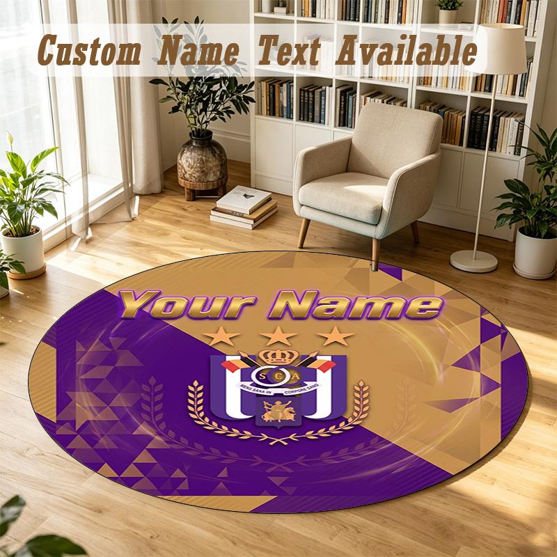 Round Rug Custom NameAnderlecht FC Pattern Non Slip Carpet Home Floor Decor