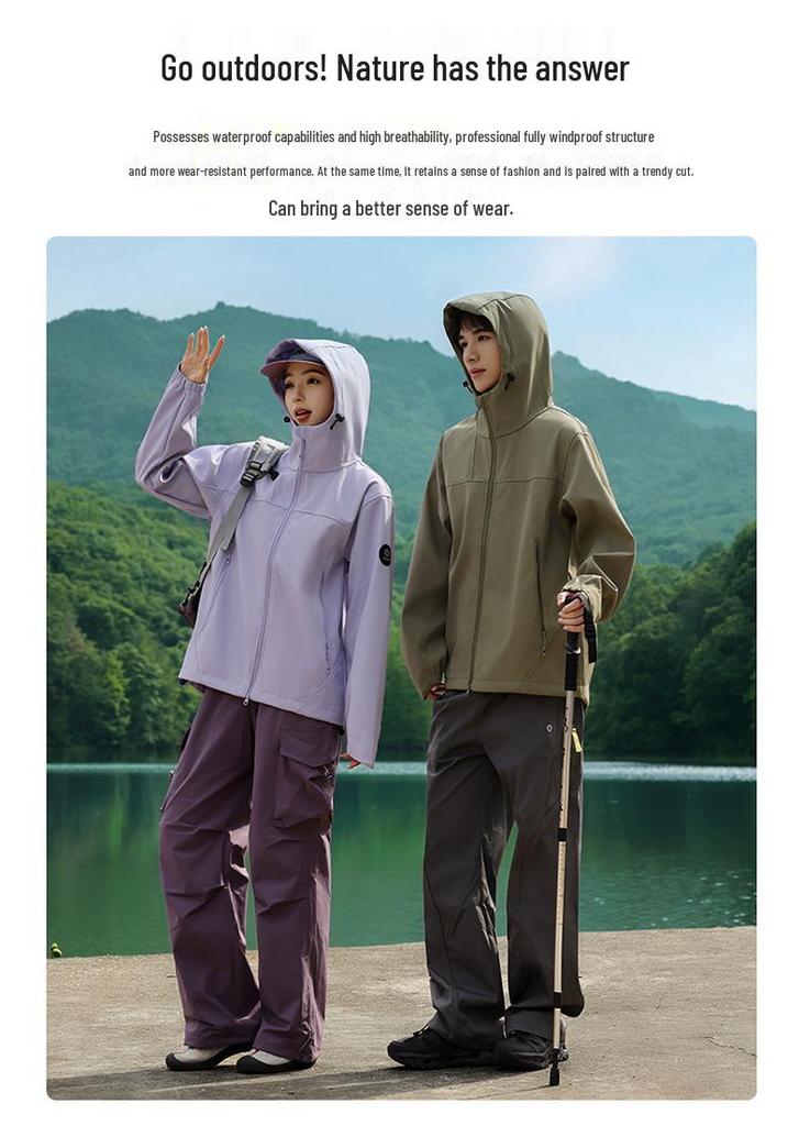 Unisex Windproof Water-Repellent Softshell Jacket: Spring/Autumn Lightweight Outerwear with Custom Logo
