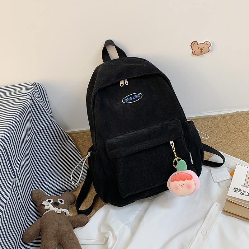 

Japanese Style Girls Backpack With Solid Color And Letter Embroidery Design For Teens чорний