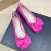 Fashion Flat Shoes for Women 2025 Spring and Autumn New Shallow Bow Square Toe Work Shoes Flat Large Size Women's Shoes Loafers