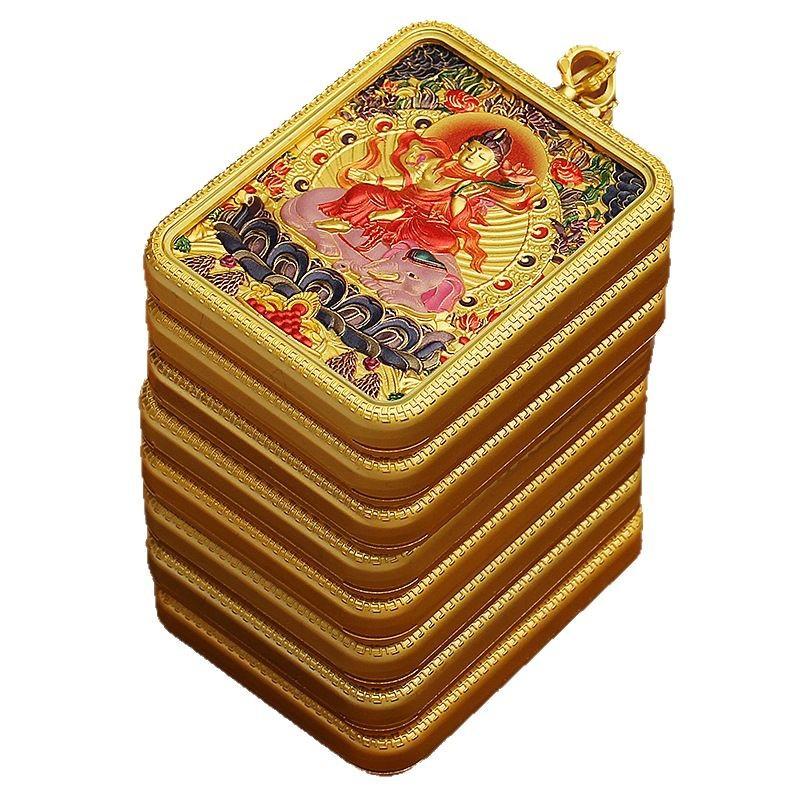 Fünf-Wege-Gott des Reichtums Halskettenseil, handgewebtes Anhängerschnur, Bienenwachs Thangka handbemalte Legierung Accessoires, Tibetanisches handgeriebenes Baumwollseil