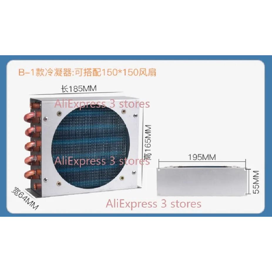 1PC Freezer Refrigerator Condenser Evaporator with Fan Copper Tube Radiator Small Air-cooled Cooling Fin Radiator