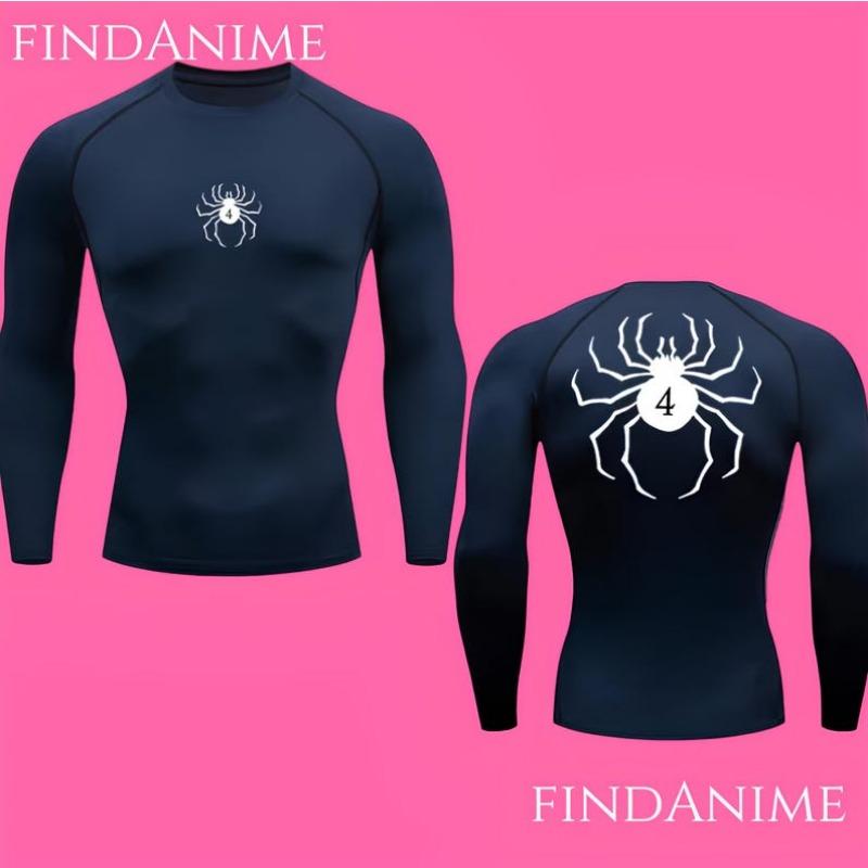 Spider Compression Long Sleeve T-Shirts,Phantom Troupe Hunter x Hunter Anime Compressions,Anime HxH Spider Gym Compression Tee