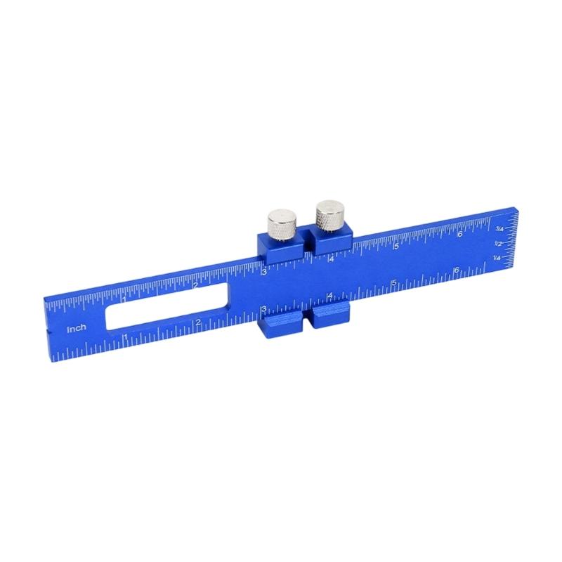 Wood Board Marking Ruler, Aluminum Body Layout Tool with T Guide for Cabinet Work, Trim Fitting, and Measuring