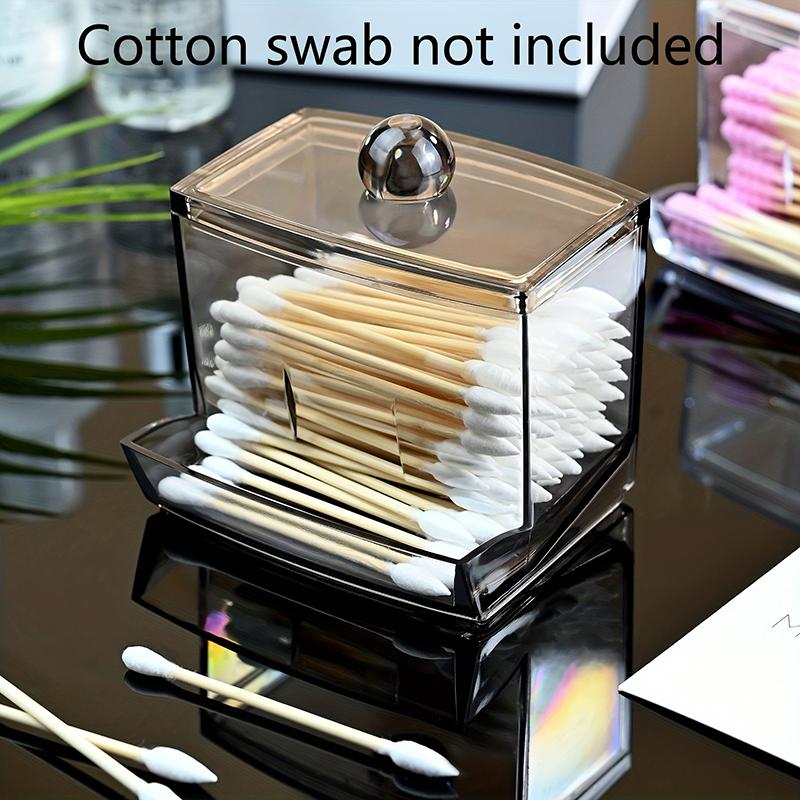 

Прозрачная коробка для ватных палочек, коробка для хранения с крышкой, коробка для хранения в ванной комнате, подходит для ватных шариков, ватных палочек, косметических коробочек