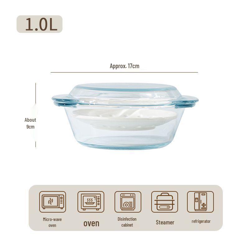 Heat-Resistant Glass Bowl with Lid for Microwave Cooking: Ideal for Rice, Baking, Soups, Instant Noodles, and More.