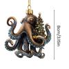 Yousheng Octopus Christmas Ornament Acrylic Deep Sea Animal Christmas Tree Ornament 2D Flat Coastal Holiday Decoration for Ocean Lovers
