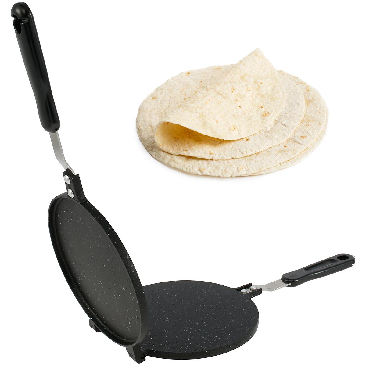Multipurpose Tortilla Press Pan Non-stick Aluminum Flour Tortilla Press Bakelite Handle Kitchen Tortilla Press Stove Top Pan
