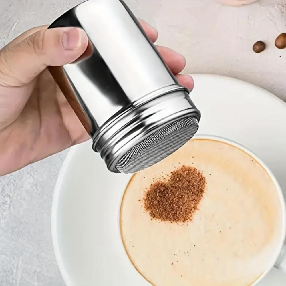New Stainless Steel Sprinkle Powder Icing Sugar Cocoa Sugar Chocolate Flour Duster Shaker Tool Seasoning Bottle for Spices