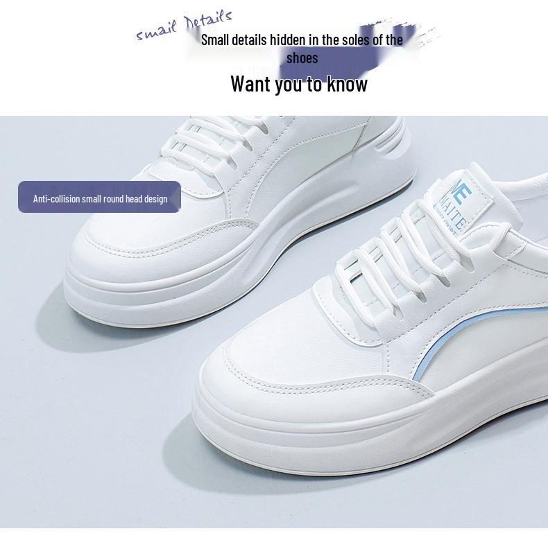 Korean Style Women's Platform Sneakers - Spring 2024 Casual White Shoes
