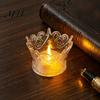 Led Candle Holder Crown LED Tea Light, Flameless Faux Crystal Night Cafe Soft Decoration Romantic Wedding Party Decor, Creative Gift for Birthday