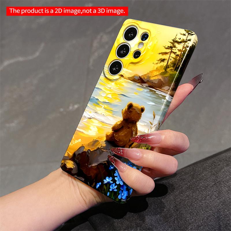 2DFlat Samsung Phone Case Teddy Bear Sunset Beach Scene Applicable To Galaxy S23 S24 S25ULTRA S26 A12 A14 A15 A16 A54 A55